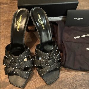 Saint Laurent Black Studded Tribute Mules 85